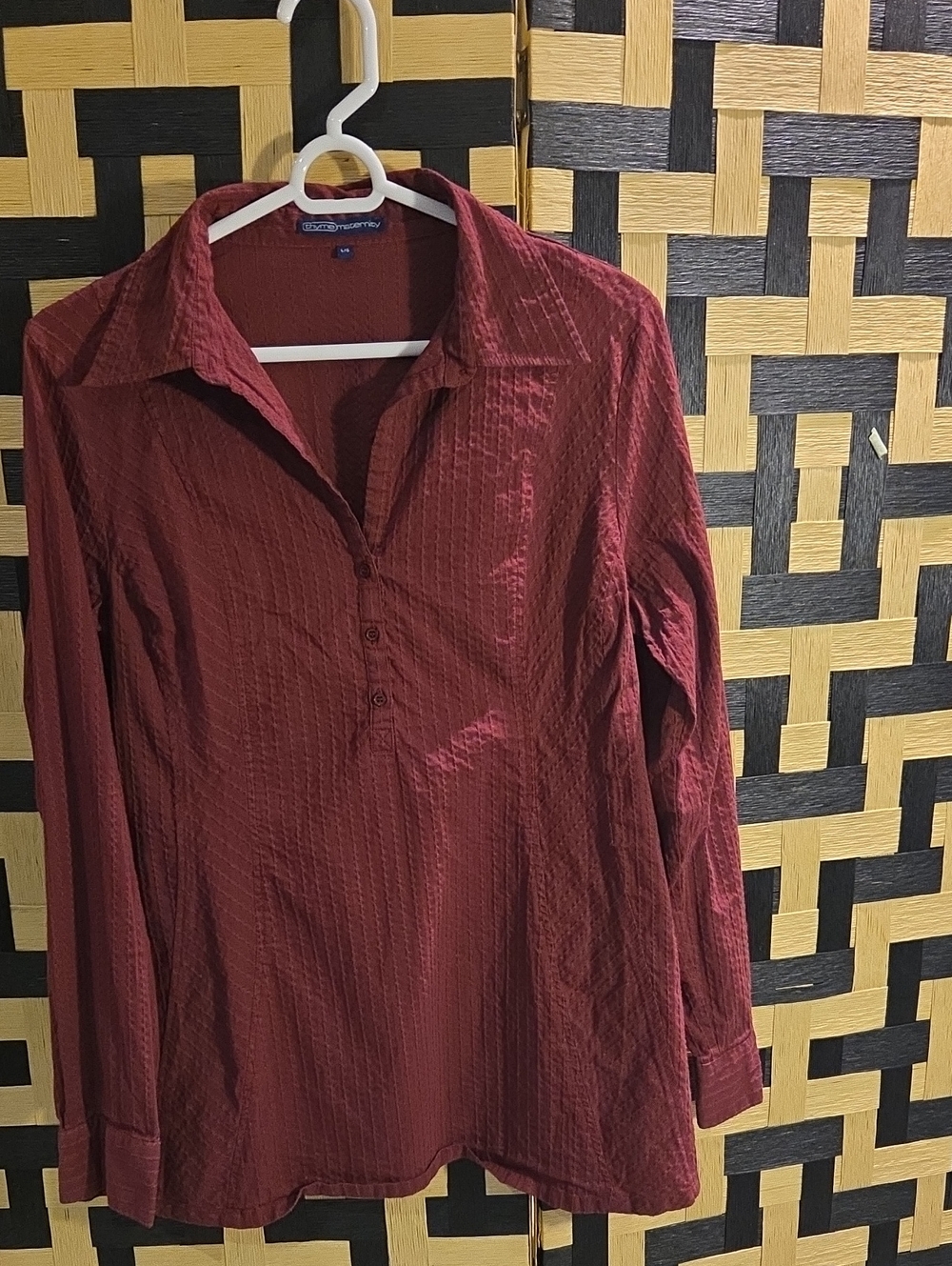 Thyme Maternity Burgundy Long-Sleeve Blouse